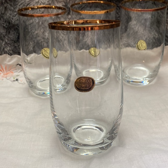 1980 Bohemian Crysalex Geneva old Fashion Gold Rim Whiskey High Ball Glasses. - Picture 3 of 16